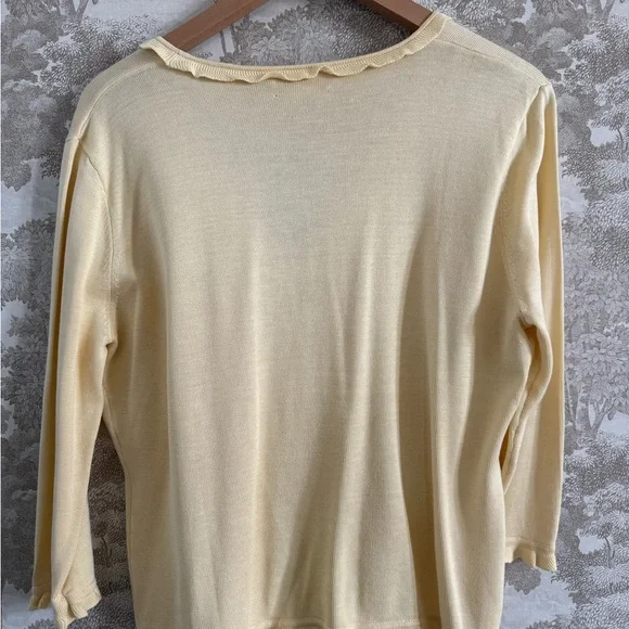 Vintage Silk cotton blend yellow ruffled cardigan - Picture 5 of 9